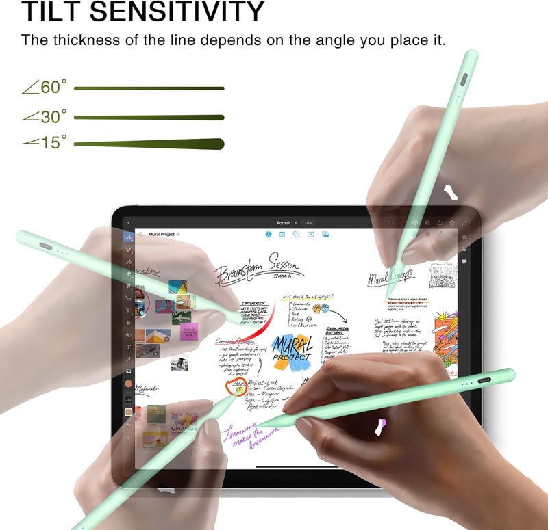 HATOKU Pen for iPad 2018-2025, 15 Mins Fast Charging Pencil 1st Gen with Tilt & Palm Rejection Compatible with iPad Air 3/4/5/M2/M3, iPad mini 5/6/7, iPad 6/7/8/9/10/11, iPad Pro 11/12.9"/M4 M5(Green) - Image 5